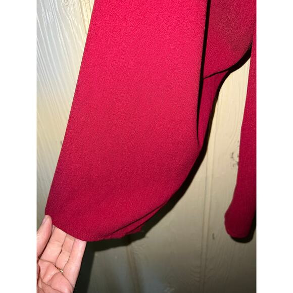 1X Red CARDIGAN Button Front Textured Stretch Poly Crepe 18W 20W Dialogue QVC - Picture 4 of 9